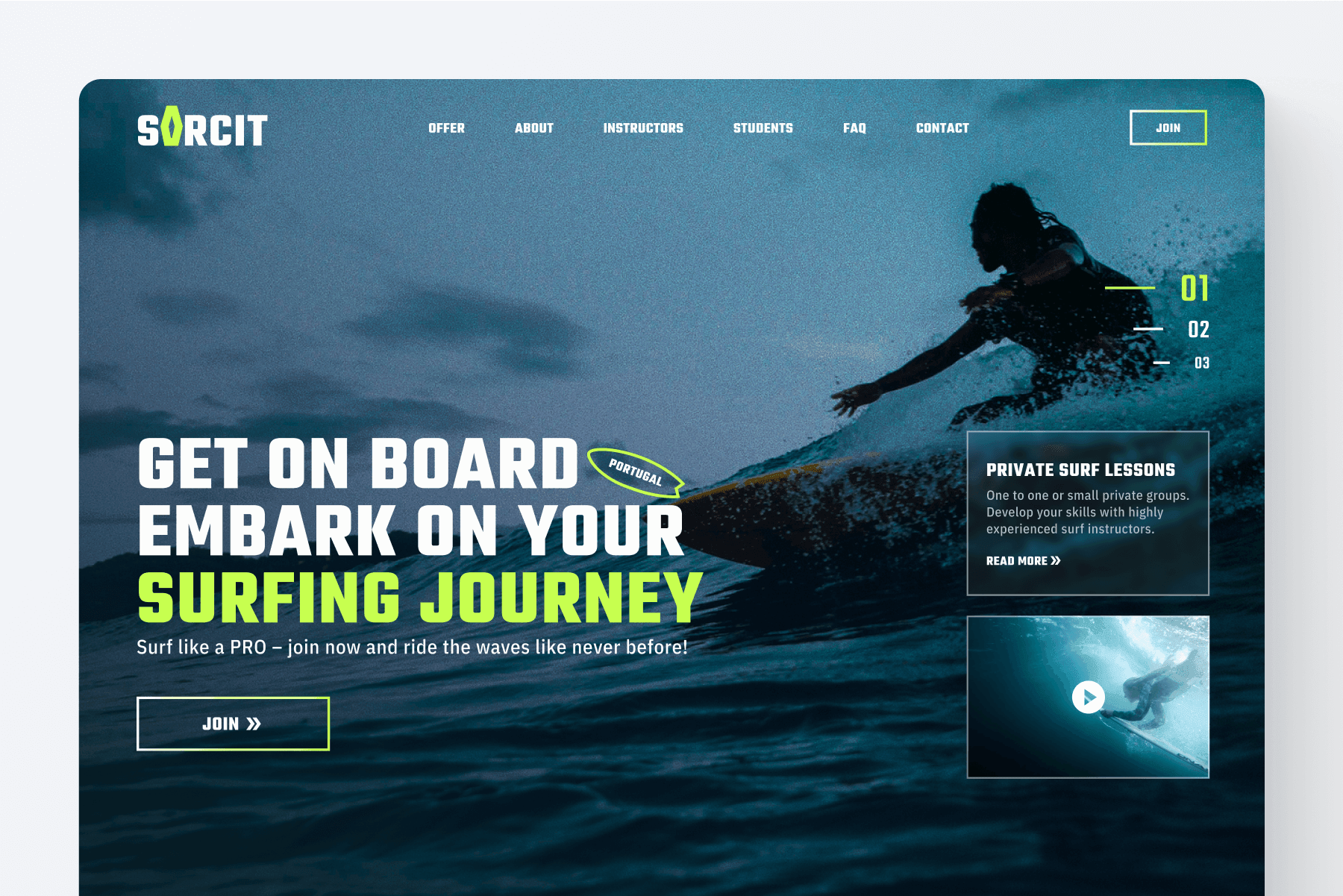 Website Design Concept for Surfing School